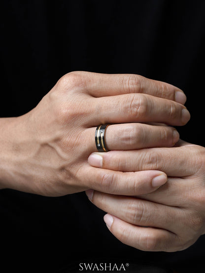 Kaizen 18K Gold-Black Diamond Band Men's Ring