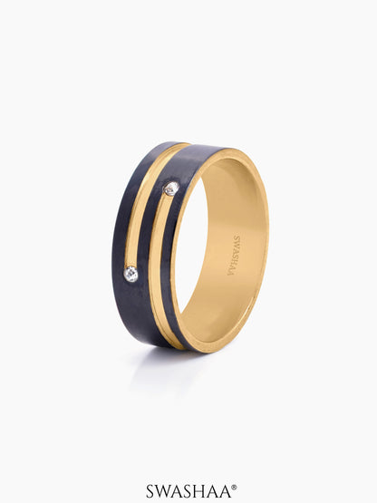 Kaizen 18K Gold-Black Diamond Band Men's Ring