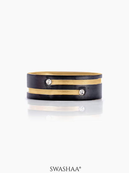 Kaizen 18K Gold-Black Diamond Band Men's Ring