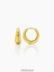 Kaizo Chunky Shiny 18K Gold Plated Men's Round Hoop Earrings