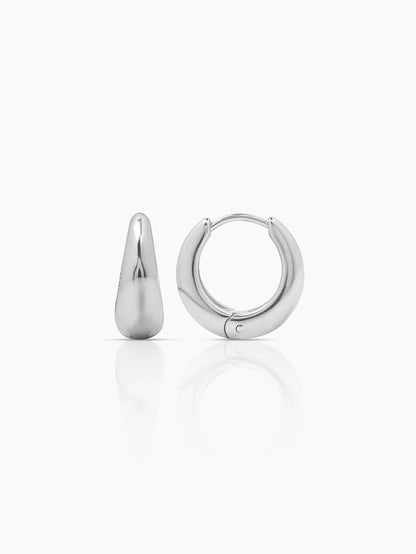 Kaizo Chunky Shiny Silver Men's Round Hoop Earrings