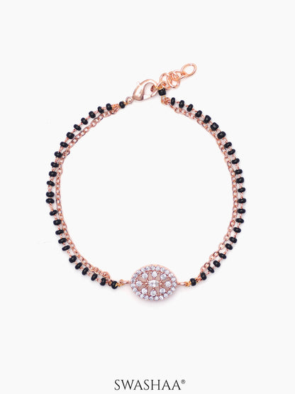 Kasak Shimmering White Marquise Stones Rosegold Plated Mangalsutra Bracelet