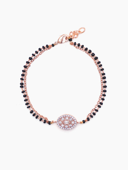 Kasak Shimmering White Marquise Stones Rosegold Plated Mangalsutra Bracelet