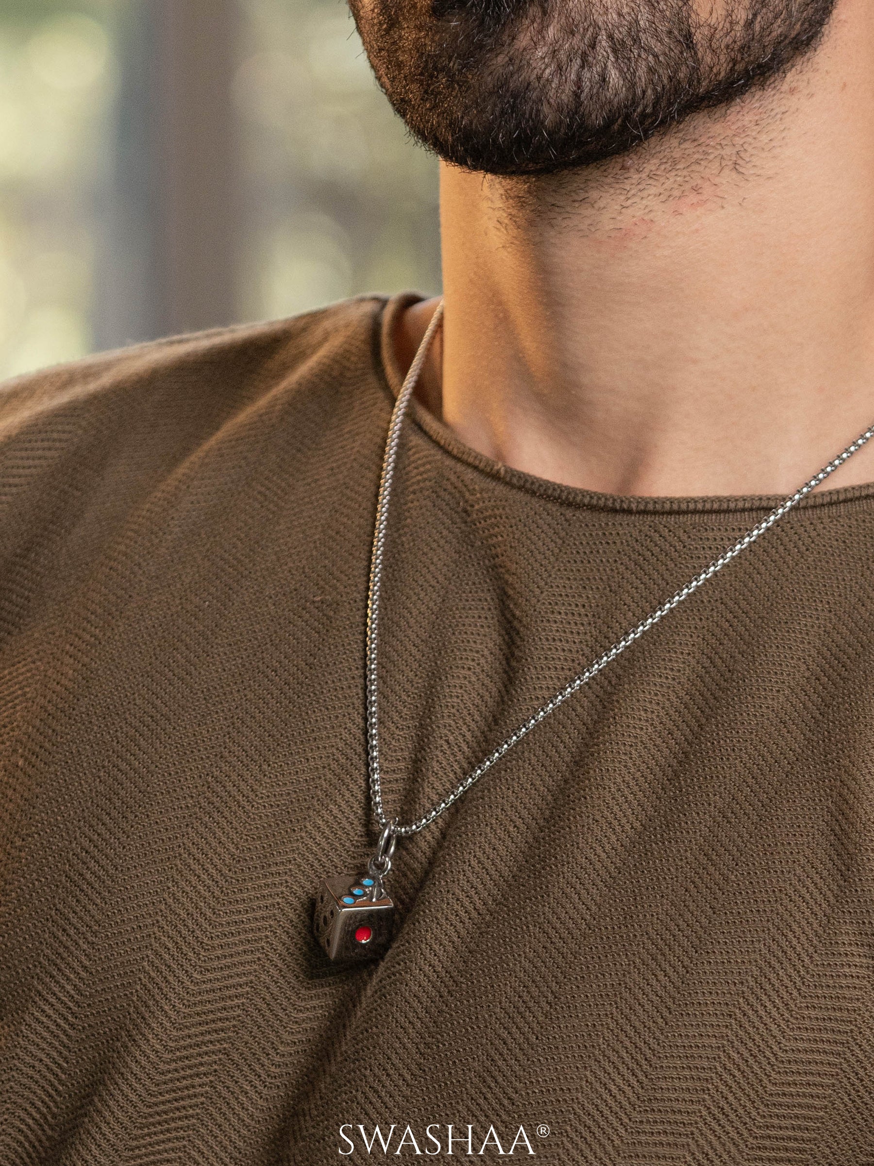 Kasper Cube Silver Men's Chain Pendant