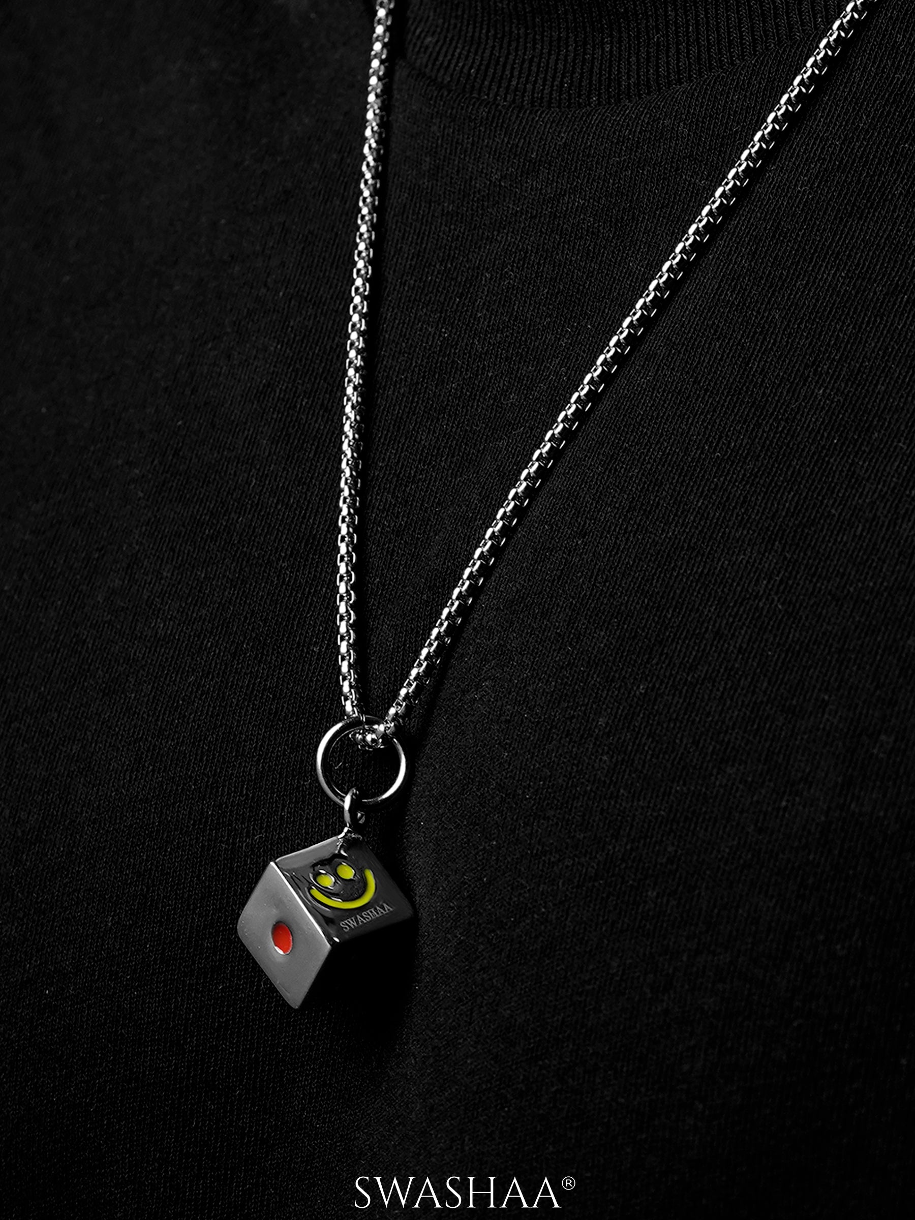 Kasper Cube Silver Men's Chain Pendant