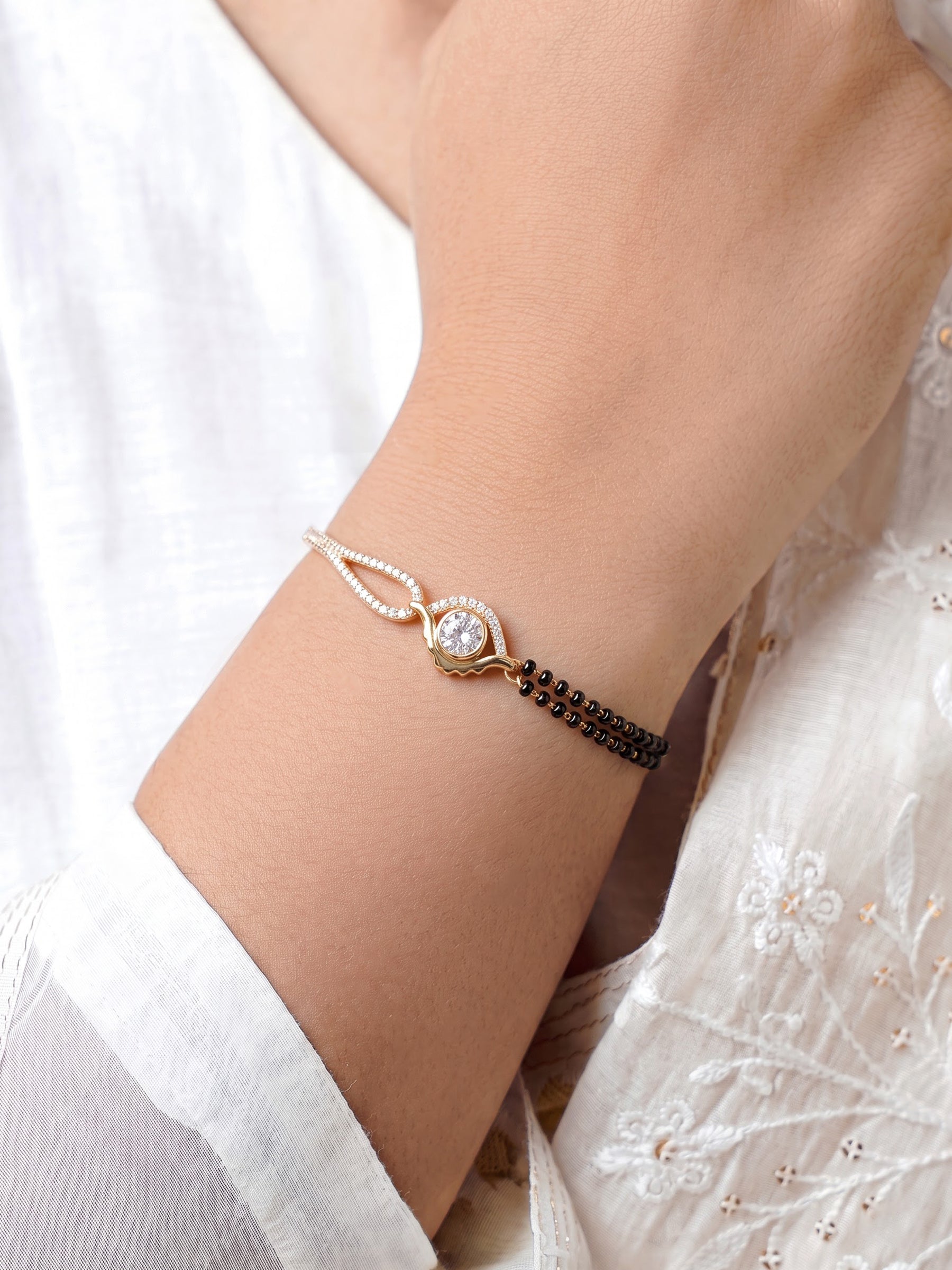 Kasshi Evil Eye Diamond 18K Gold Plated Women's Mangalsutra Bracelet