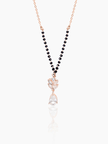 Kasturi Diamond Drop Solitaire Rosegold Plated Mangalsutra