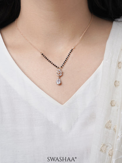 Kasturi Diamond Drop Solitaire Rosegold Plated Mangalsutra