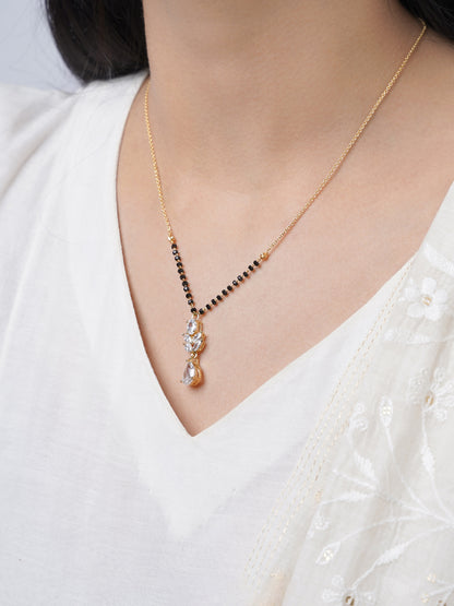 Kasturi Diamond Drop Solitaire 18K Gold Plated Mangalsutra
