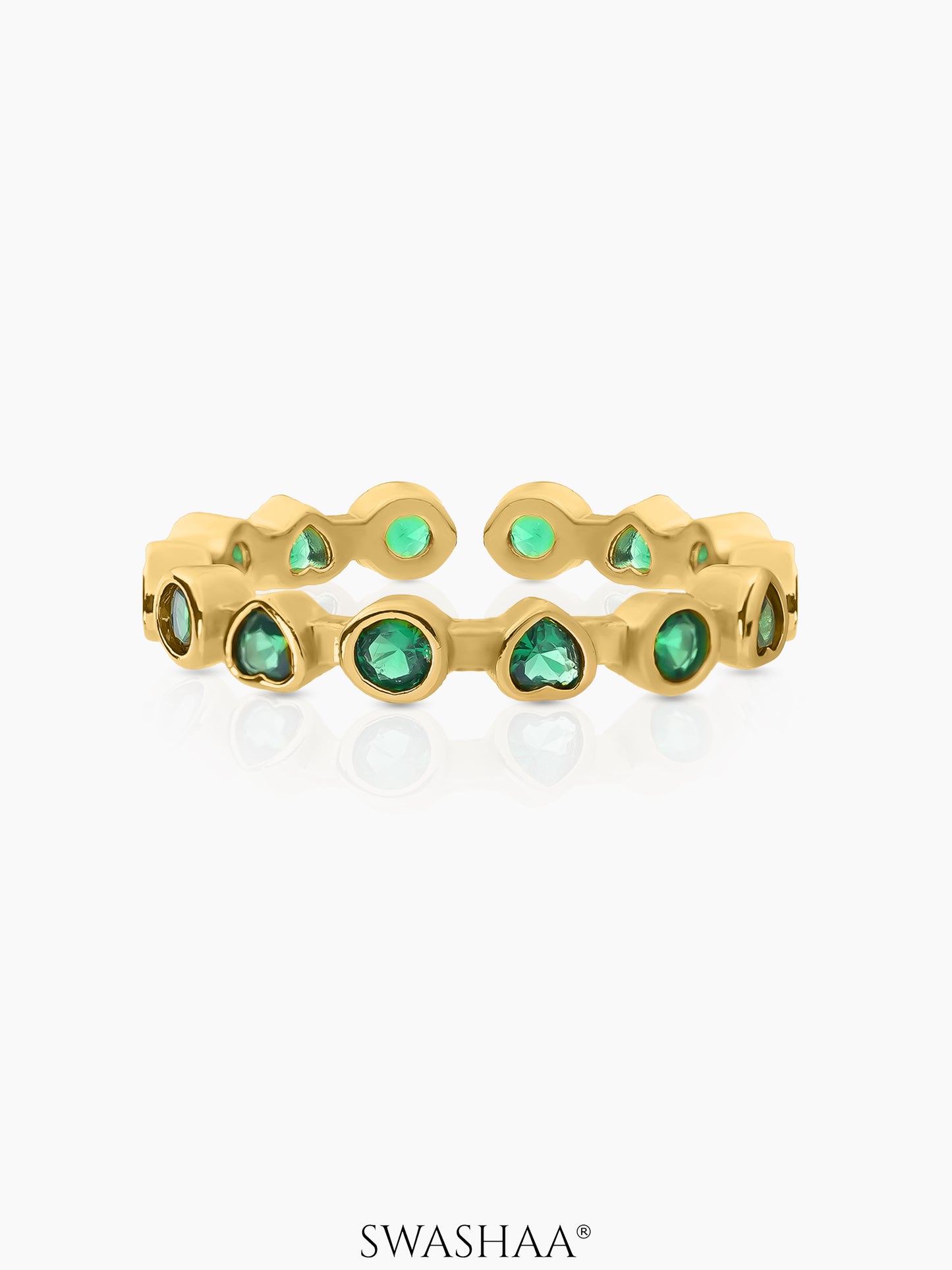 Katherine Clustered Emerald Green Stones 18K Gold Plated Band Ring