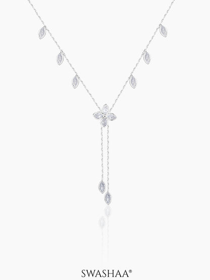 Katy Crystal Clover Petal Charms Y-shaped Chain Pendant Necklace