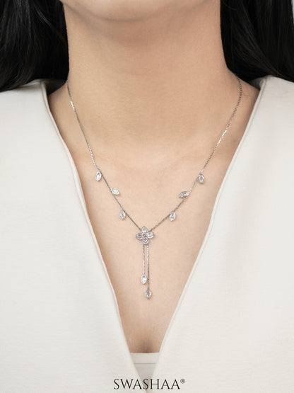 Katy Crystal Clover Petal Charms Y-shaped Chain Pendant Necklace