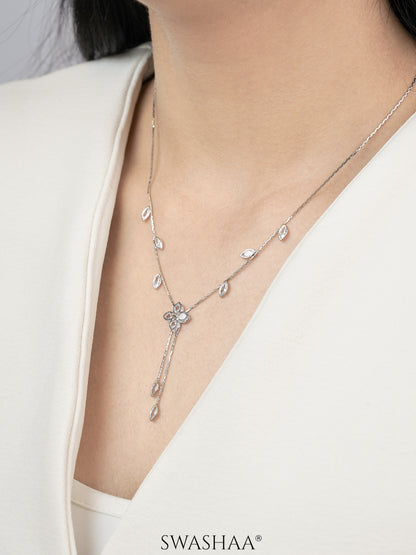 Katy Crystal Clover Petal Charms Y-shaped Chain Pendant Necklace