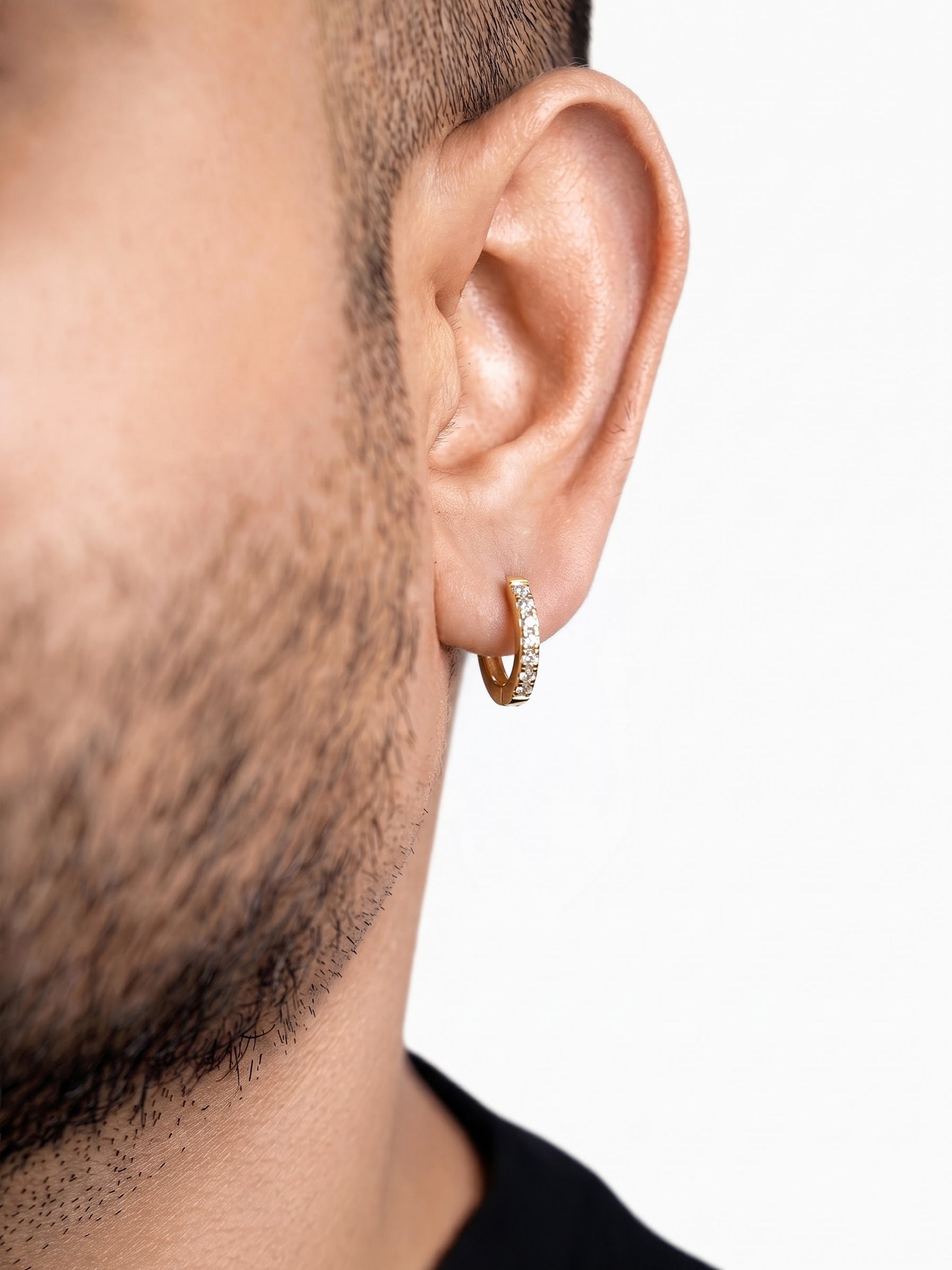 Kavin Diamond 18K Gold Plated Men's Hoop Earrings