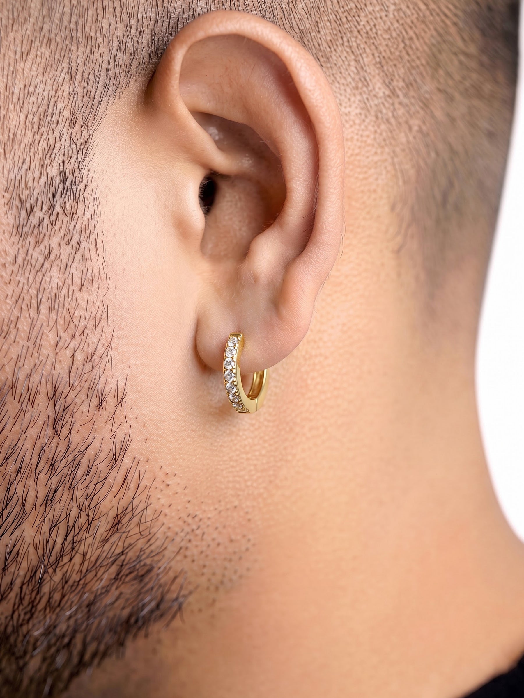 Kavin Diamond 18K Gold Plated Men's Hoop Earrings