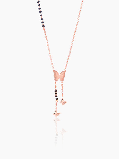 Kavya Butterfly Charm Rosegold Plated Pendant Mangalsutra