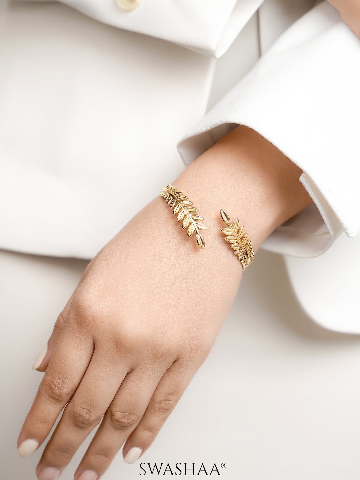 Kelly Double-Sided Leaf 18K Gold Plated Cuff Bracelet