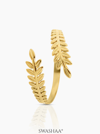Kelly Double-Sided Leaf 18K Gold Plated Cuff Bracelet
