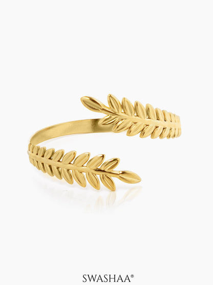 Kelly Double-Sided Leaf 18K Gold Plated Cuff Bracelet
