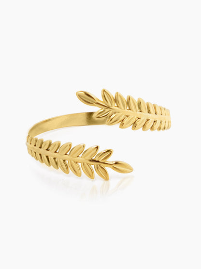 Kelly Double-Sided Leaf 18K Gold Plated Cuff Bracelet