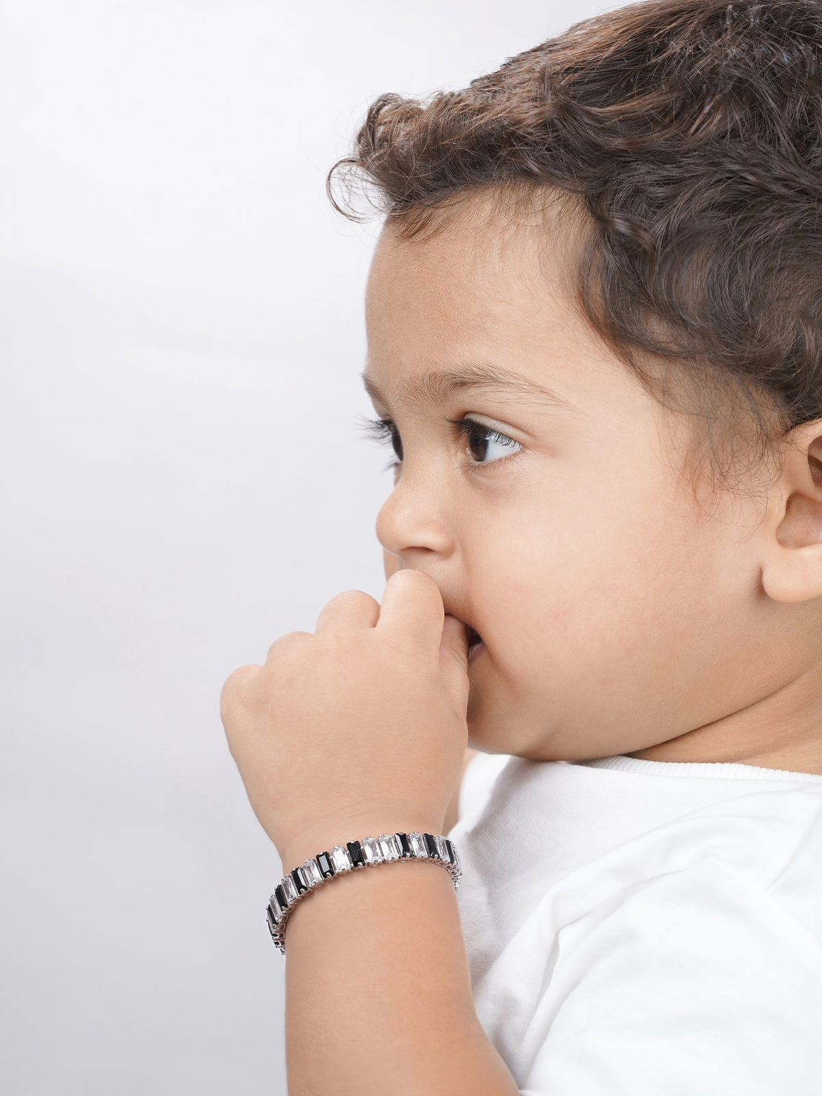 Kelora Diamond Tennis Black - Silver Kid's Bracelet