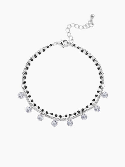 Kiara Diamond Charms Doubled Layered SIlver Mangalsutra Bracelet