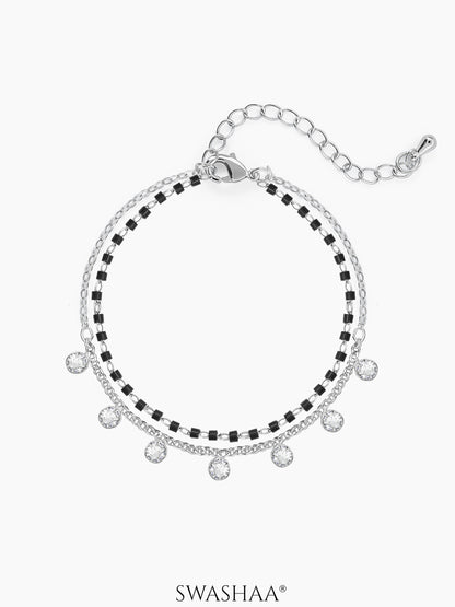 Kiara Diamond Charms Doubled Layered SIlver Mangalsutra Bracelet
