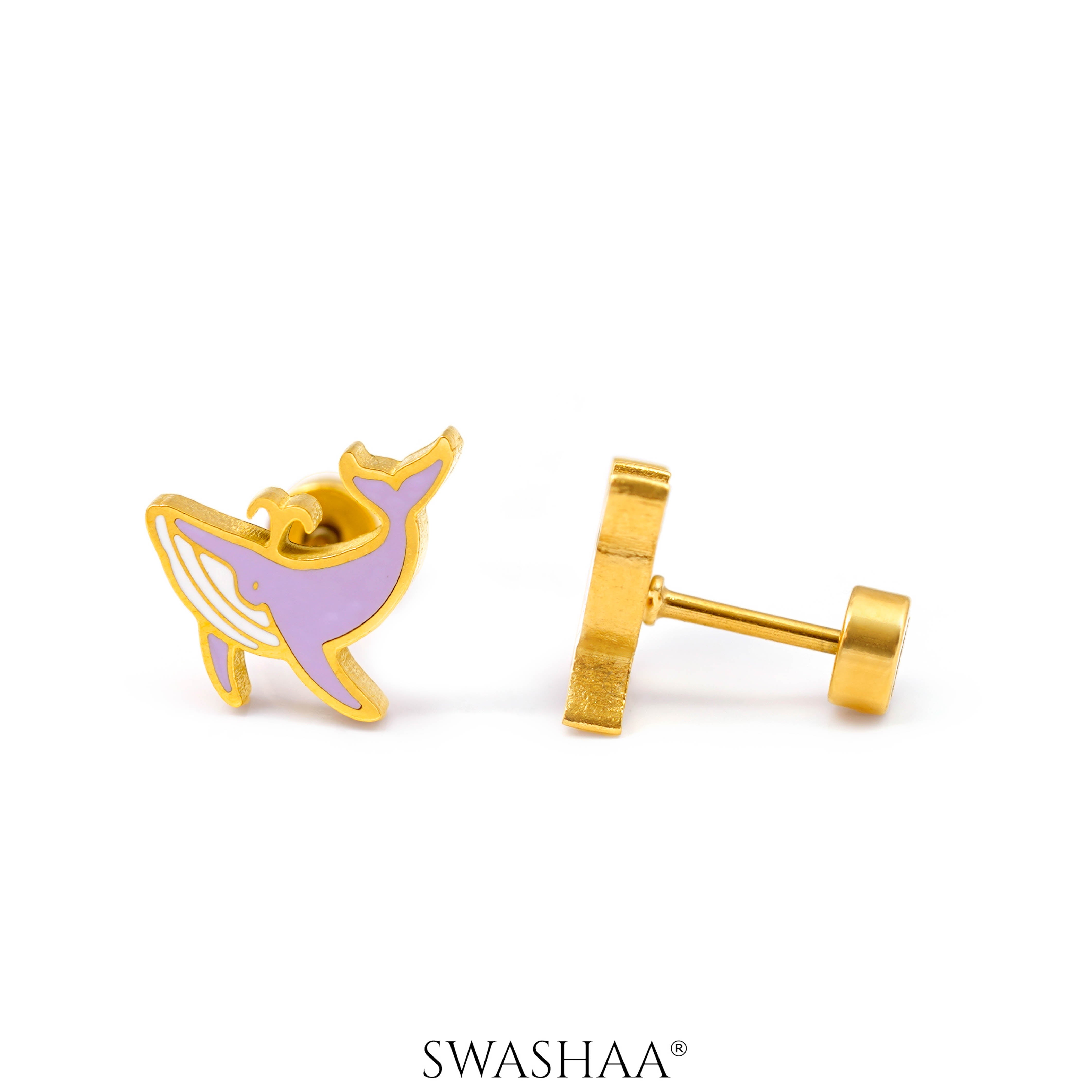 Kimo Whale 18K Gold Plated Kid's Earrings
