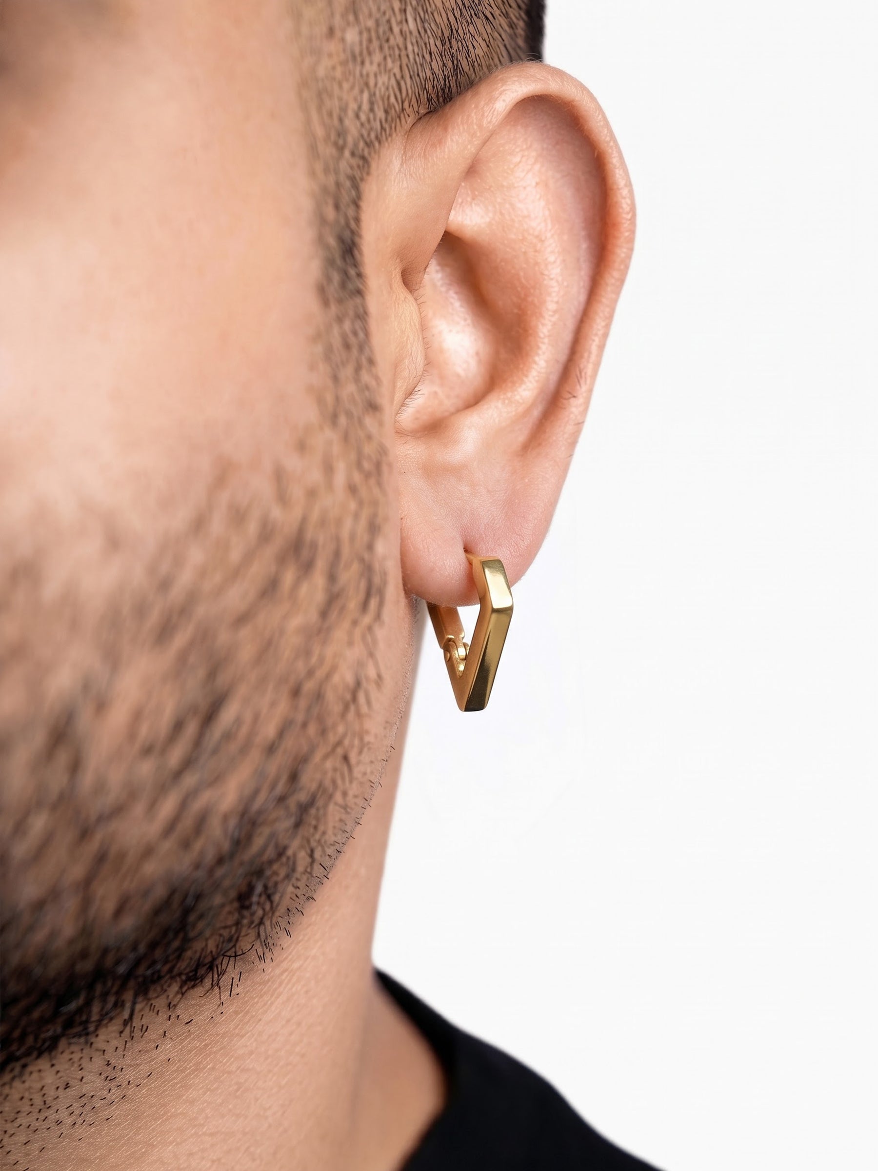 Kiran Triangular 18K Gold Plated Men's Hoop Earrings