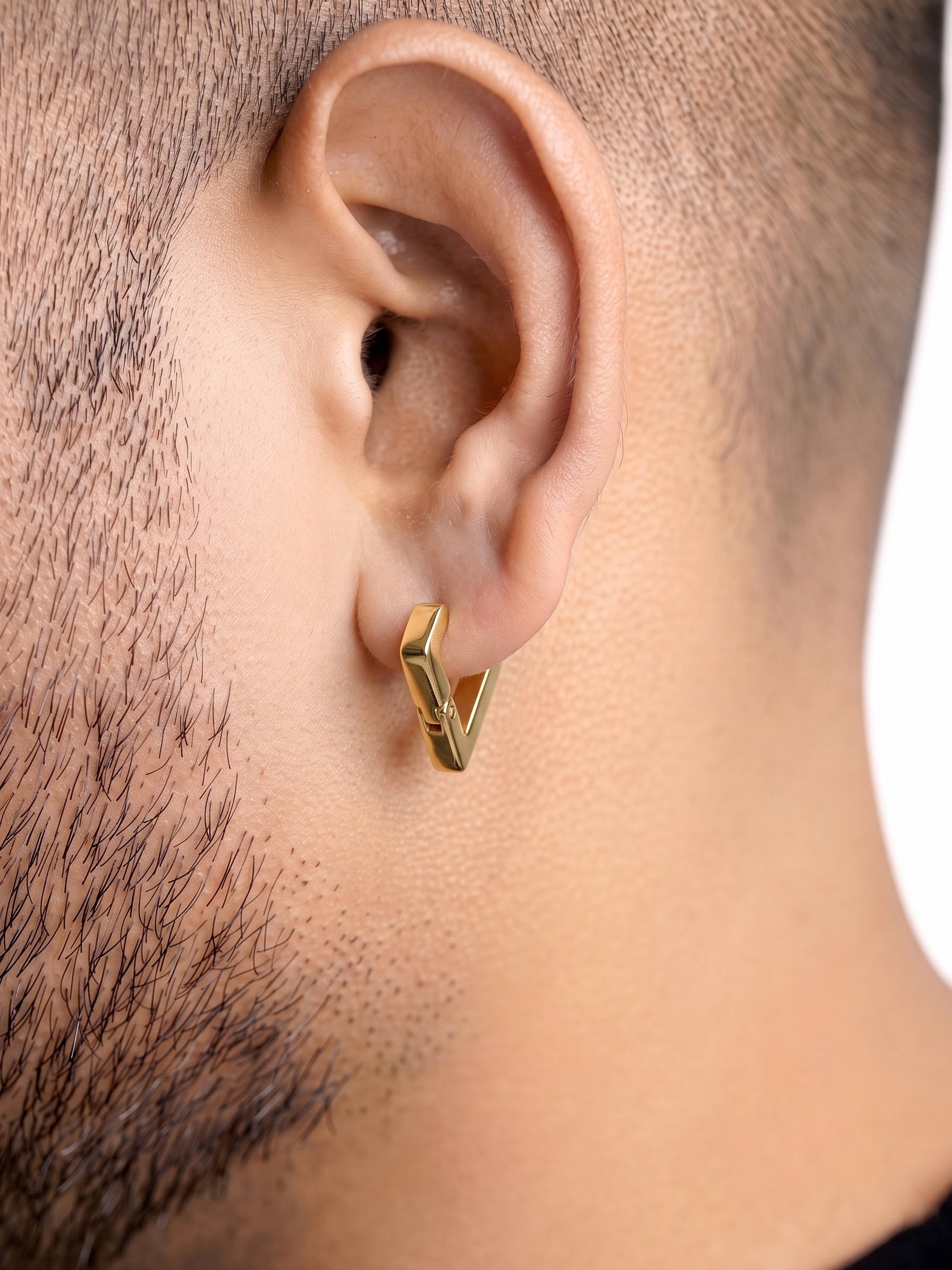 Kiran Triangular 18K Gold Plated Men's Hoop Earrings