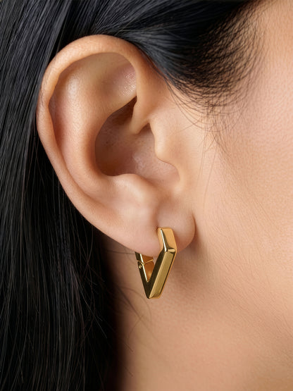 Kiran Triangular 18K Gold Plated Women's Hoop Earrings