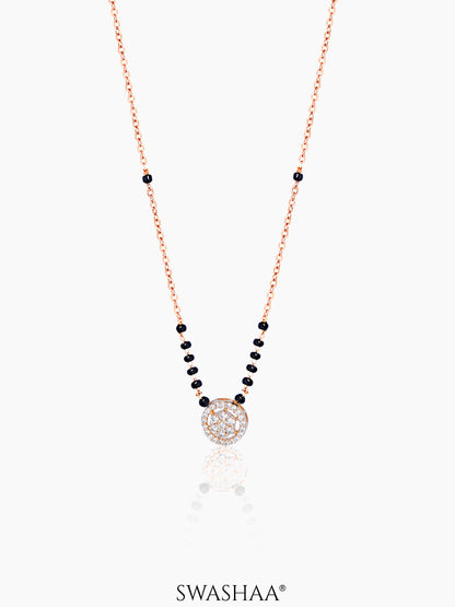 Kisna Circular Diamond Charm Rosegold Plated Mangalsutra