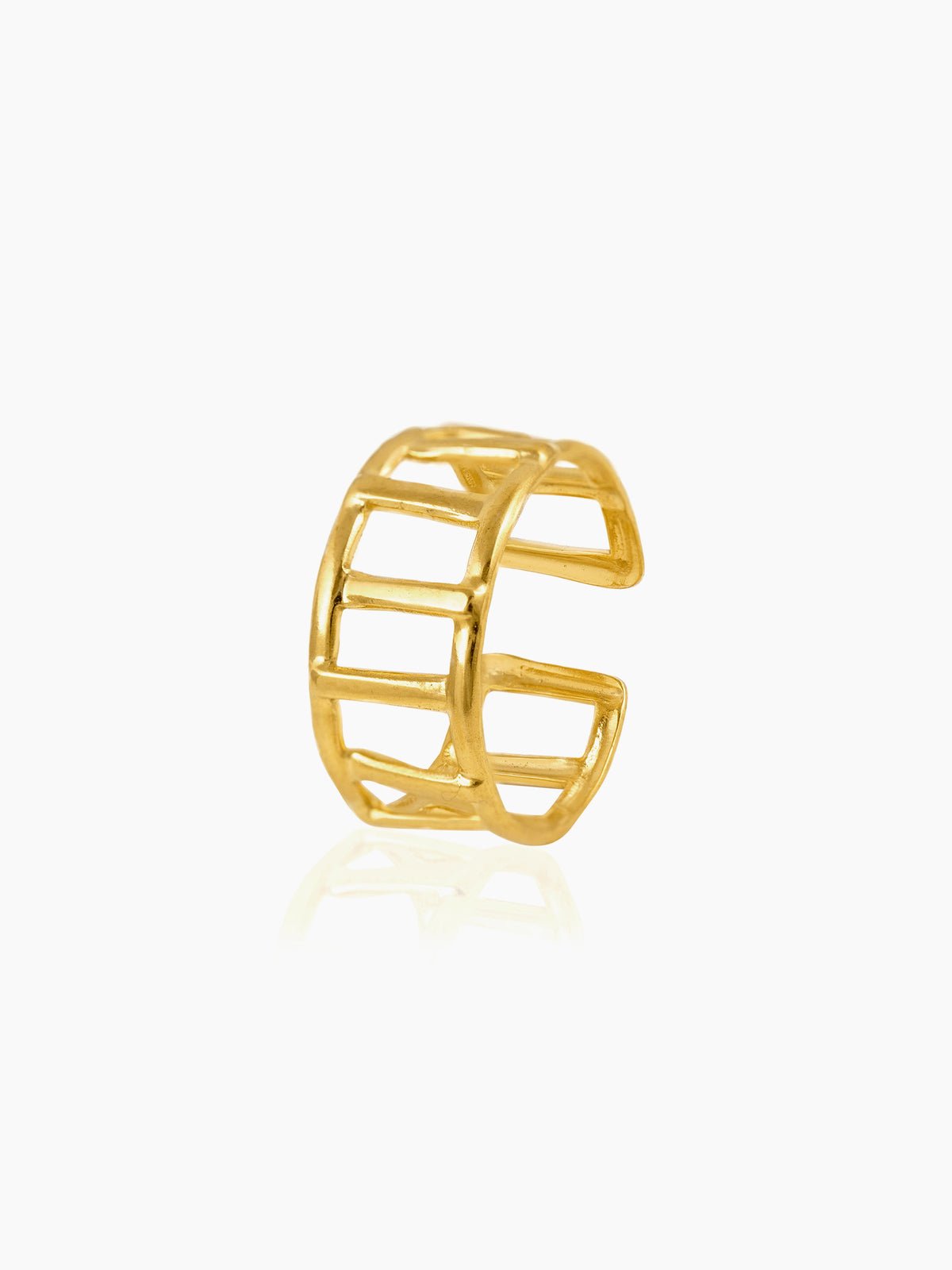 Kiya Horizontal Bars Hollow 18K Gold Plated Ring