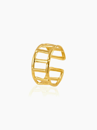 Kiya Horizontal Bars Hollow 18K Gold Plated Ring