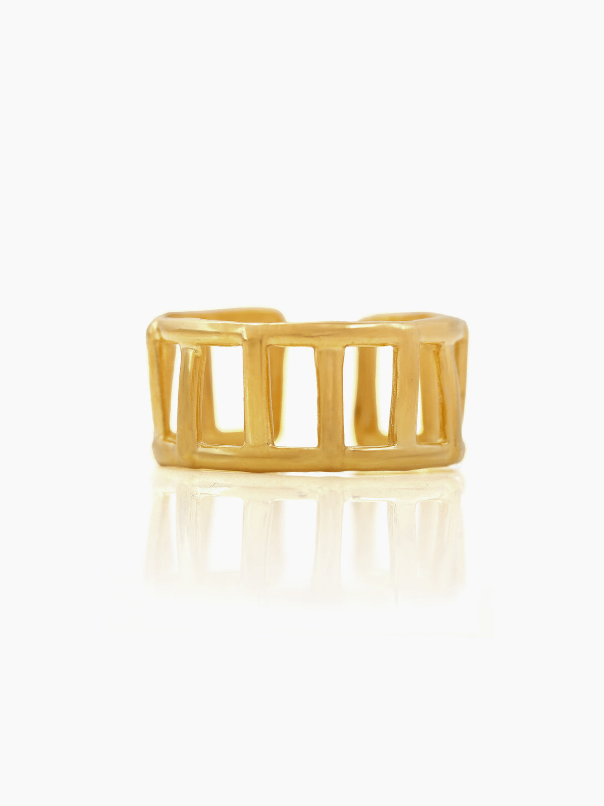 Kiya Horizontal Bars Hollow 18K Gold Plated Ring