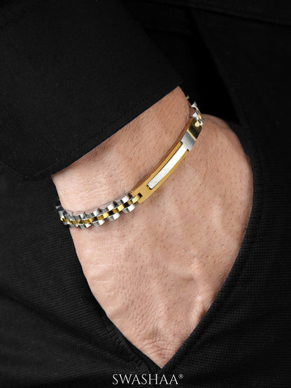 Knox Two Tone Link Silver Men's Watch Belt Bracelet