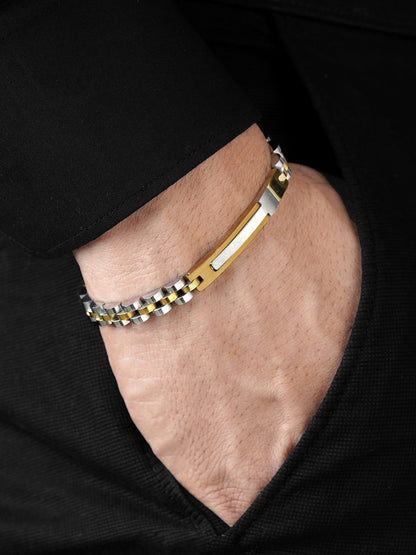 Knox Two Tone Link Silver Men's Watch Belt Bracelet