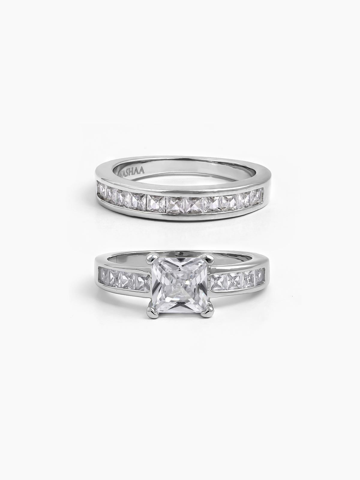 Korina Cushion Set Of 2 Silver Diamond Solitaire Women's Ring