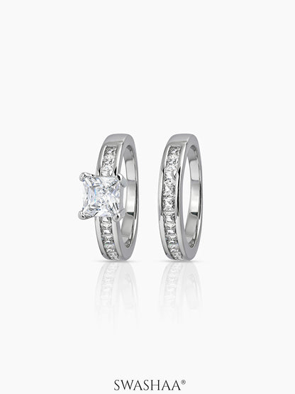 Korina Cushion Set Of 2 Silver Diamond Solitaire Women's Ring