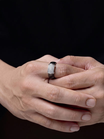 Kraze Diamond Black-Silver Men's Rings