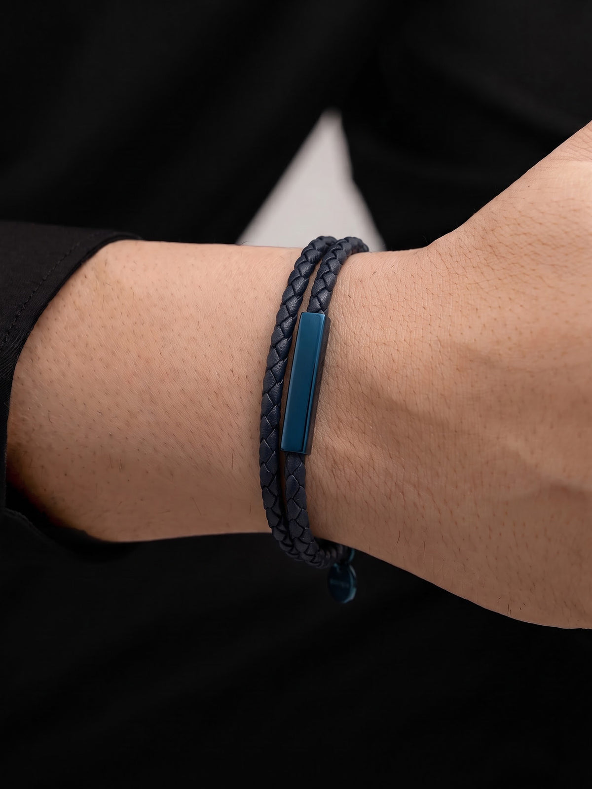 Kreston Blue - Black Men's Leather Bracelet