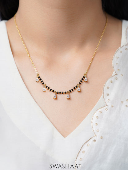 Kunika Sparkling Diamond Rosegold Plated Mangalsutra