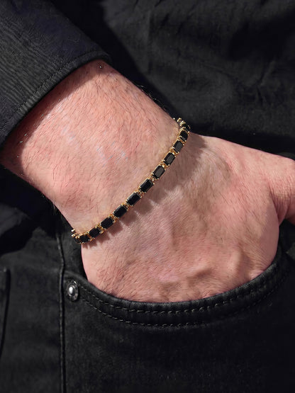 Kyren Black 18K Gold Plated Diamond Women's Tennis Loose Bracelet