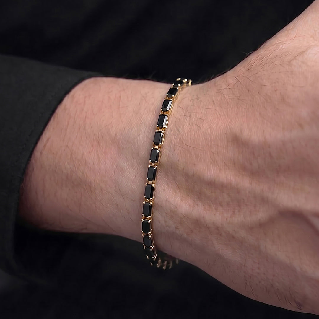 Kyren Black 18K Gold Plated Diamond Women's Tennis Loose Bracelet