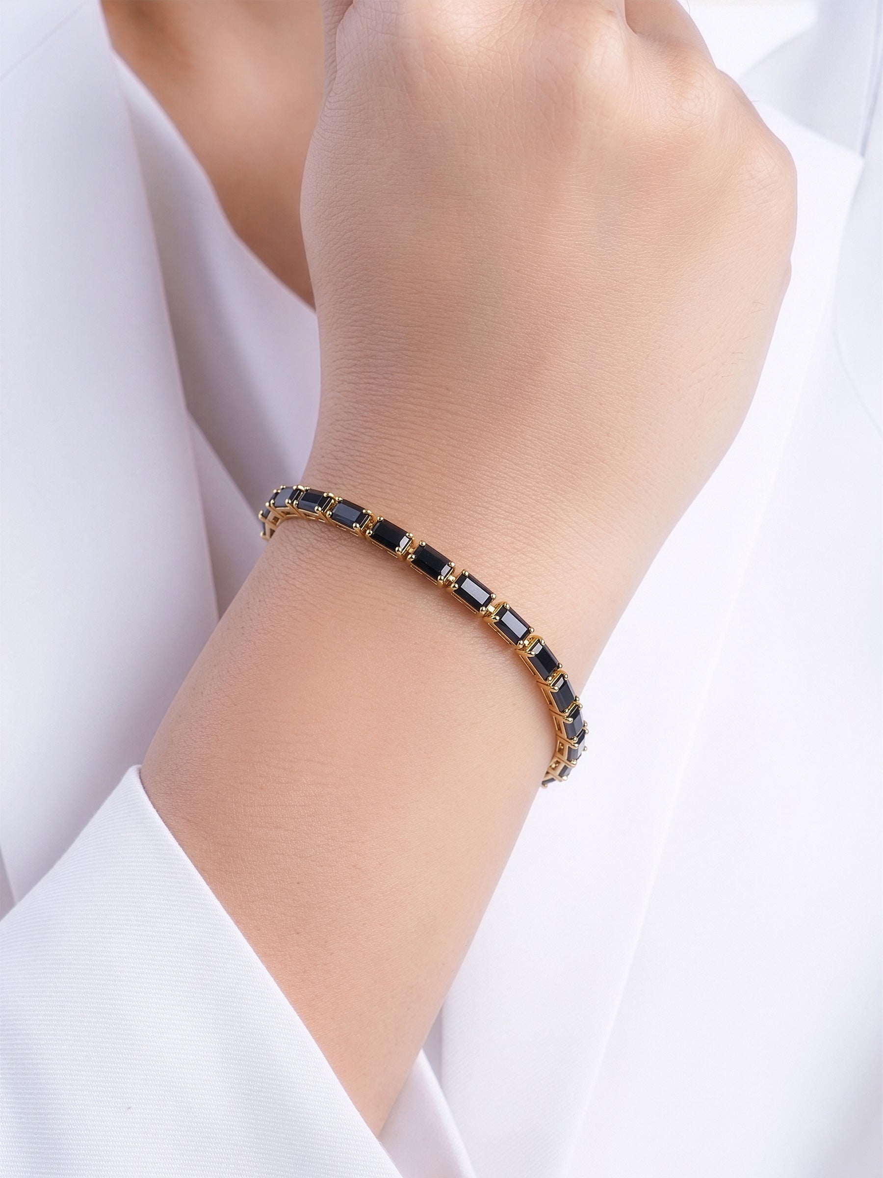 Kyren Black 18K Gold Plated Diamond Women's Tennis Loose Bracelet