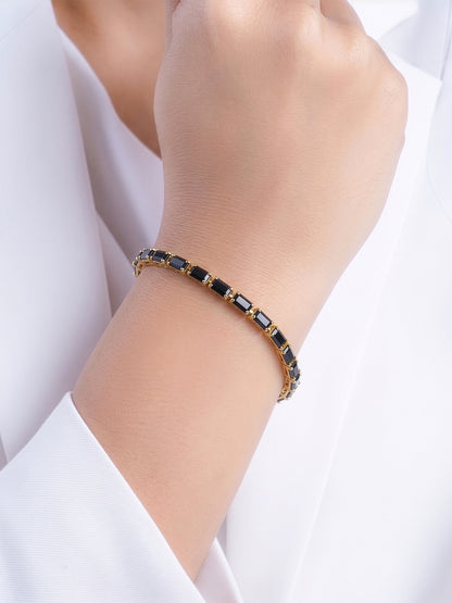 Kyren Black 18K Gold Plated Diamond Women's Tennis Loose Bracelet