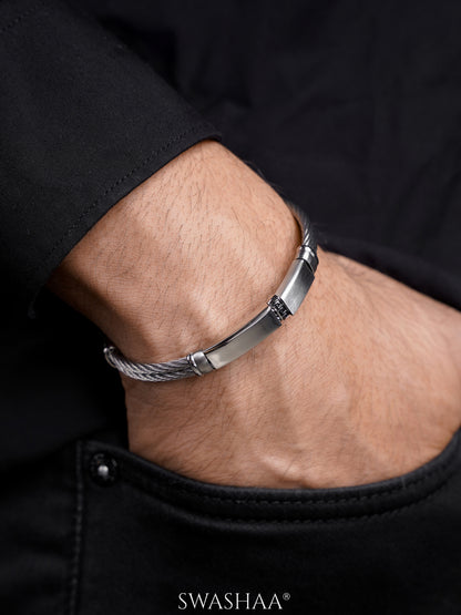 Kyven Silver Wired Men's Bracelet