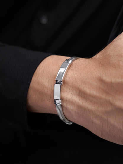 Kyven Silver Wired Men's Bracelet