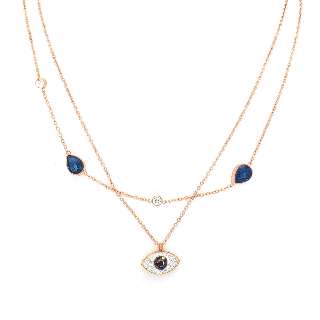 Layered Evil Eye Rosegold Plated Necklace