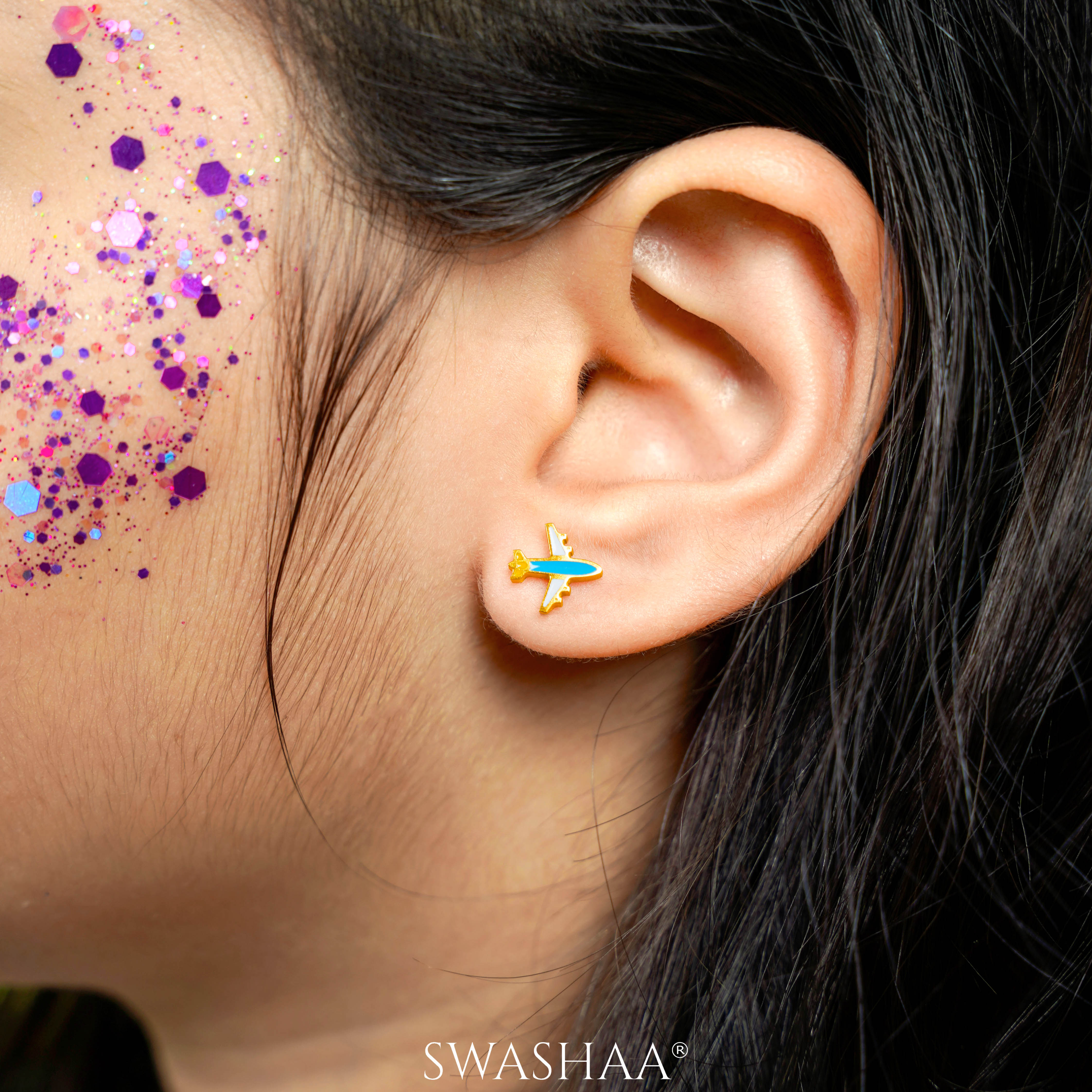 Little Airplane 18K Gold Plated Kid's Earrings